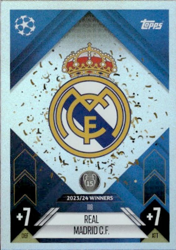 Topps 2023-24 Match Attax UCL Soccer Real Madrid C.F. Winners #118