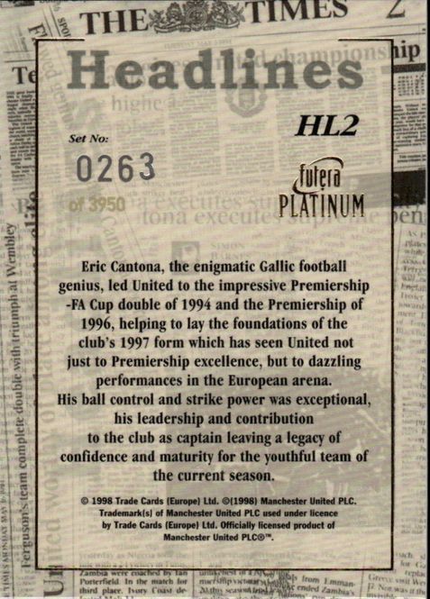 Main Image ERIC CANTONA Headlines HL2 #263/ 3950