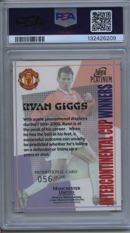2000 FUTERA PLATINUM INTERCONTINENTAL CUP WINNERS RYAN GIGGS PROMOTIONAL CARD #56/200 PSA MINT 9 POP 2 NO HIGHER