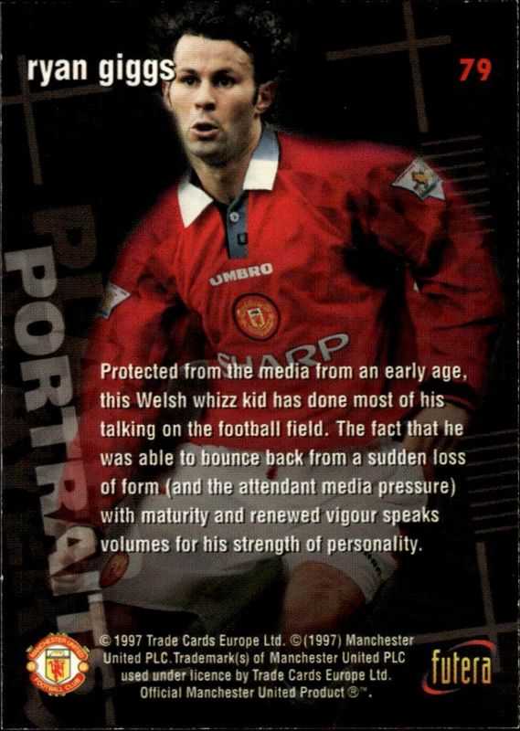 1997 Futera Manchester United Soccer Card RYAN GIGGS Mint