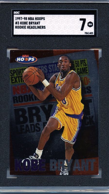 1997 Hoops Kobe Bryant Rookie Headliner #3 SGC 7