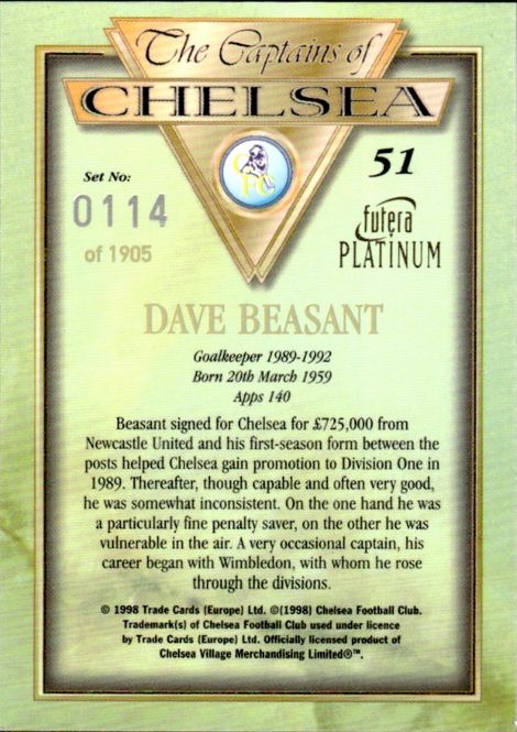 Main Image 1998 Futera Platinum The Captains of Chelsea ...
