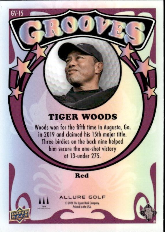 2026 Upper Deck Allure Golf Tiger Woods Grooves Red #GV-15