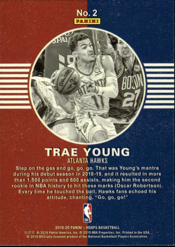 2019-20 Panini NBA Hoops insert Spark Plugs #2 Trae Young Atlanta Hawks