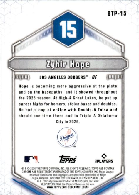 Hovedbilde Zyhir Hope Top 100 Chrome Refractor 2026 Bowman ...