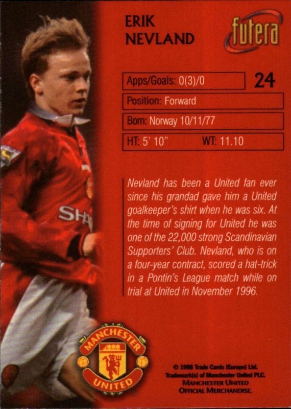FUTERA MANCHESTER UNITED 1998 ERIK NEVLAND NO.24