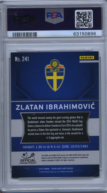 Hovedbilde 2016 Panini Prizm UEFA Zlatan Ibrahimovic ROOKIE ...