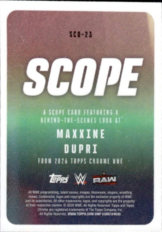 2026 Topps Chrome WWE Scope SCO-23 Maxxine Dupri,