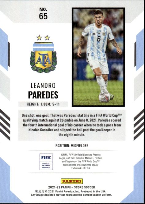Main Image Leandro Paredes 2021-22 Score FIFA Blue Lava SN ...