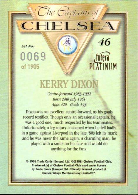Main Image 1998 Futera Platinum The Captains of Chelsea ...
