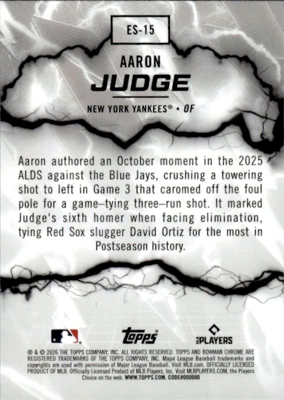 2026 Bowman CHROME Electric Sluggers ES-15 Aaron Judge, New York Yankees