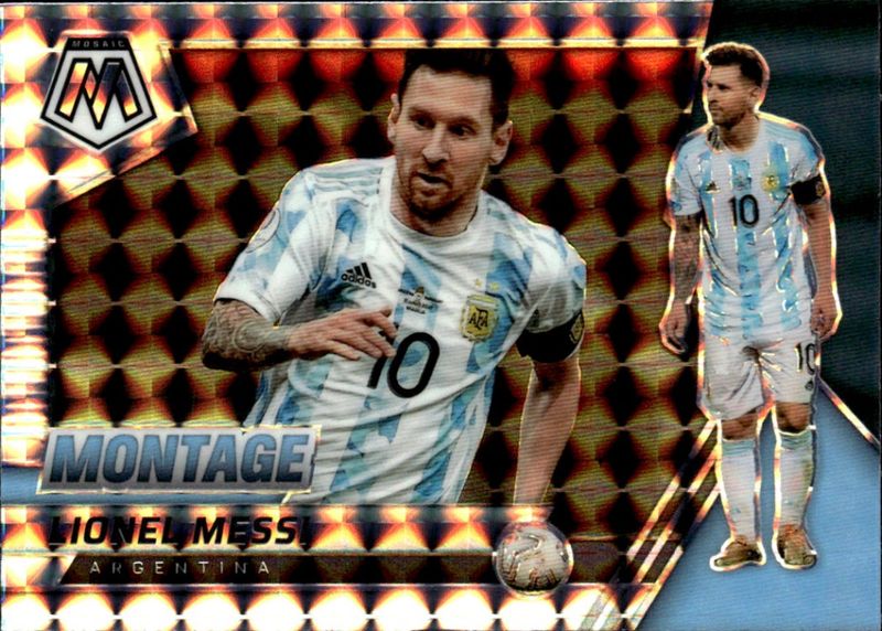 2021-22 Mosaic Road To World Cup Fifa Montage Silver Prizm #10 Lionel Messi