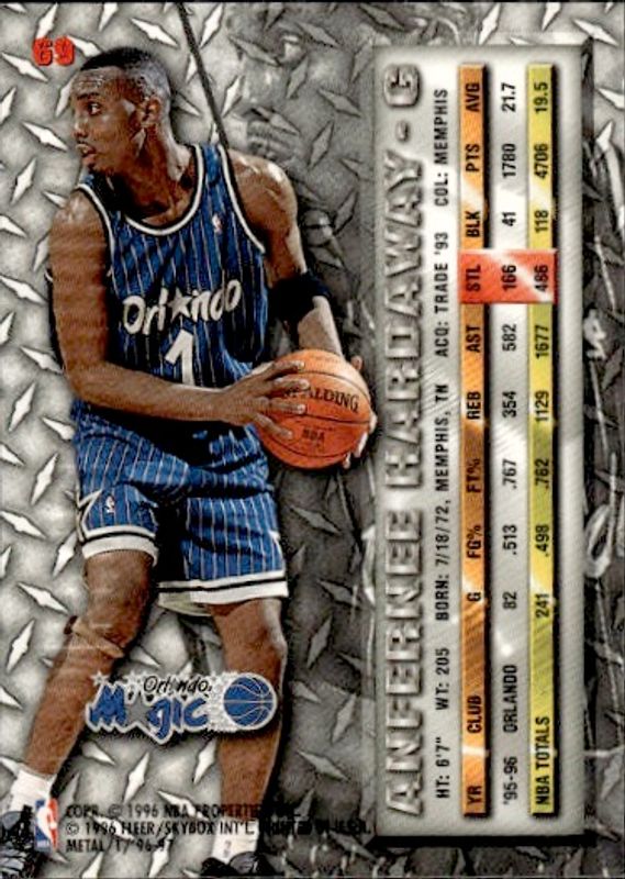 Anfernee Hardaway | 1996-97 | Fleer Metal | #69 | Orlando Magic | NBA Basketball