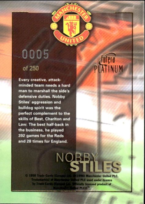 Main Image FUTERA 1998 Nobby Stiles Manchester United #5 OF ...