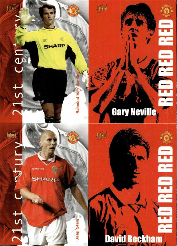 DAVID BECKHAM/ GARY NEVILLE FUTERA 4 CARDS UNCUT SHEET 2000