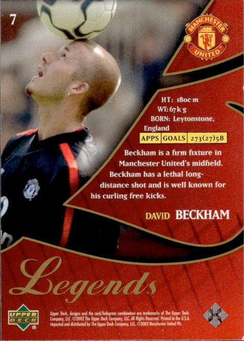 Main Image 2002 Upper Deck Manchester United Legends David ...