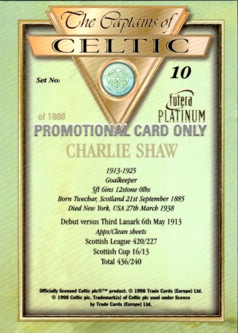 Hovedbilde 1998 Futera Platinum The Captains of Celtic Promo ...
