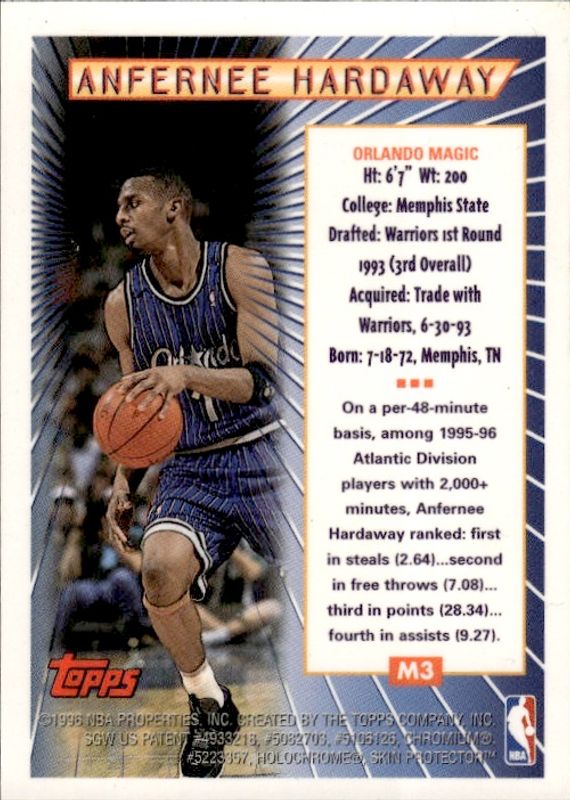 1996-97 Topps - Mystery Finest Anfernee Hardaway #M3 Borderless