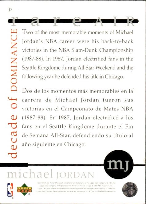 Main Image 1994-95 Upper Deck MJ Decade of Dominance Michael ...