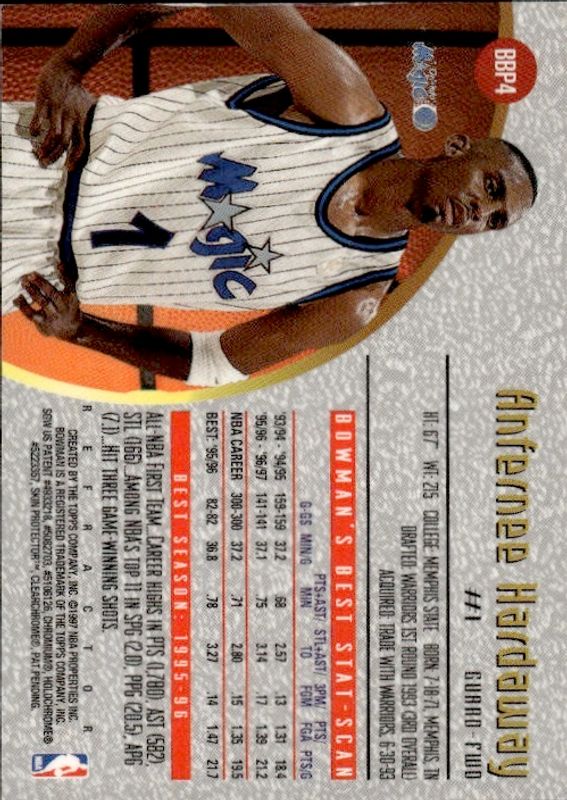 Anfernee Hardaway 1997-98 Topps Stadium Club Bowman's Best Previews Refractor