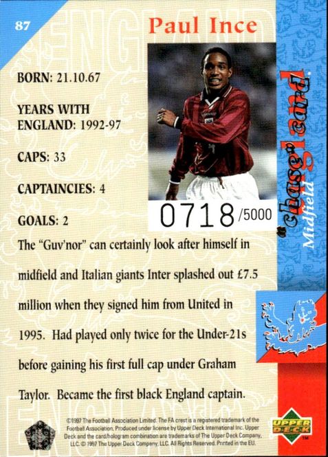 Hovedbilde 1997-98 Upper Deck England Three Lions #0718/5000 ...