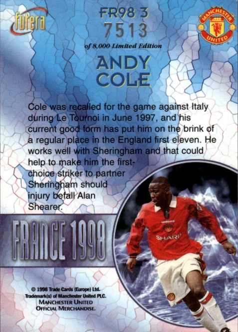 Main Image Andy Cole France 98 FR3 #7513/8000