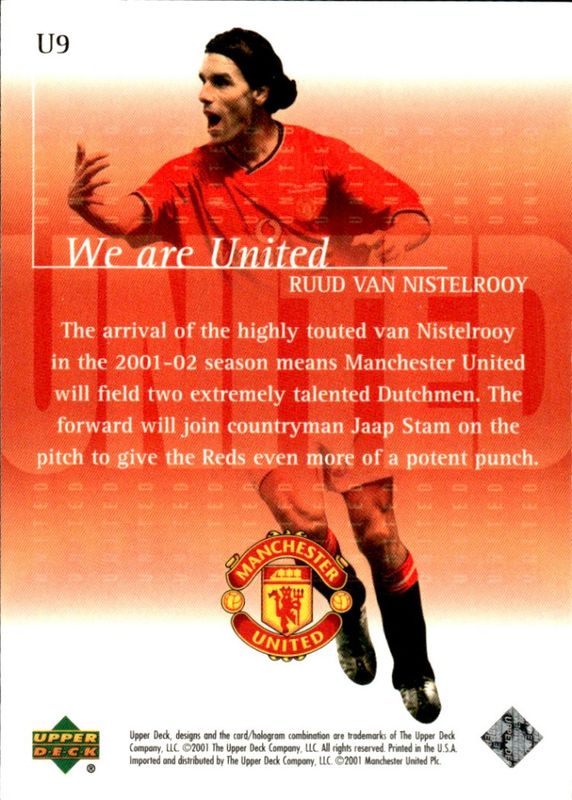 UPPER DECK 2001 WE ARE UNITED  RUUD VAN NISTELROOY U9