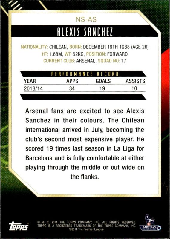 2014 Topps Premier Gold New Signings Alexis Sanchez #NS-AS 