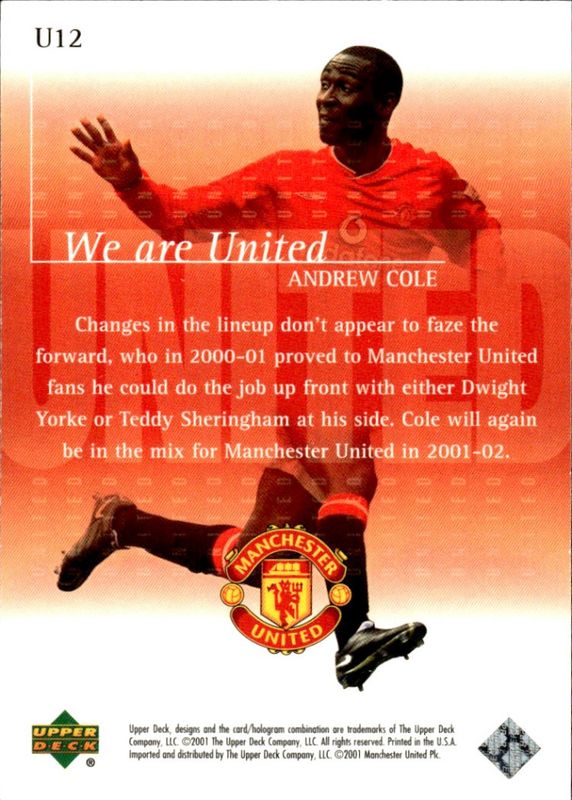 UPPER DECK 2001 WE ARE UNITED  ANDREW COLE U12