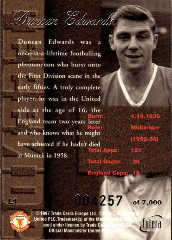 DUNCAN EDWARDS Legends L1 Silver #4257/7000