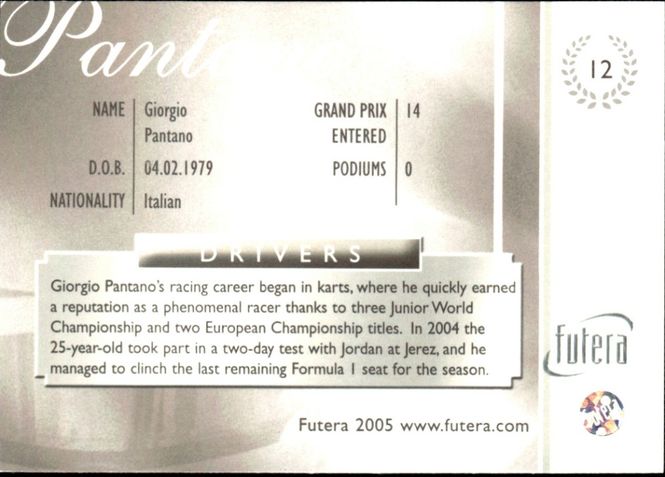 Main Image 2005 Futera Grand Prix Formula 1 F1 Formula 1 ...