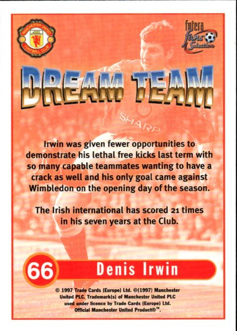 Main Image 1997-98 futera fans selection dream team #66 ...