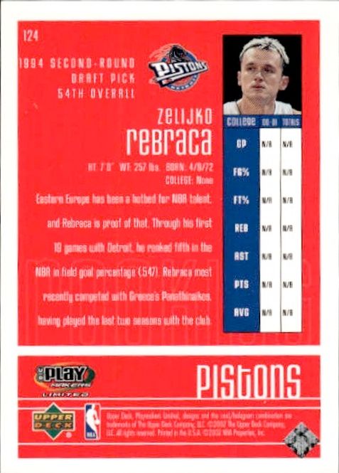 Main Image 2001-2002 Upper Deck UD Playmakers #124 Zelijko ...