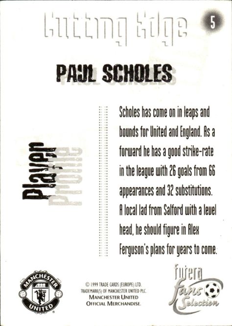 Hovedbilde 1999 Futera Fans Selection Manchester United ...