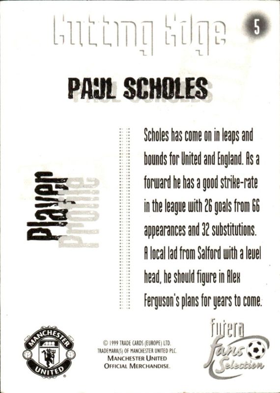 1999 Futera Fans Selection Manchester United Cutting Edge Paul Scholes #5