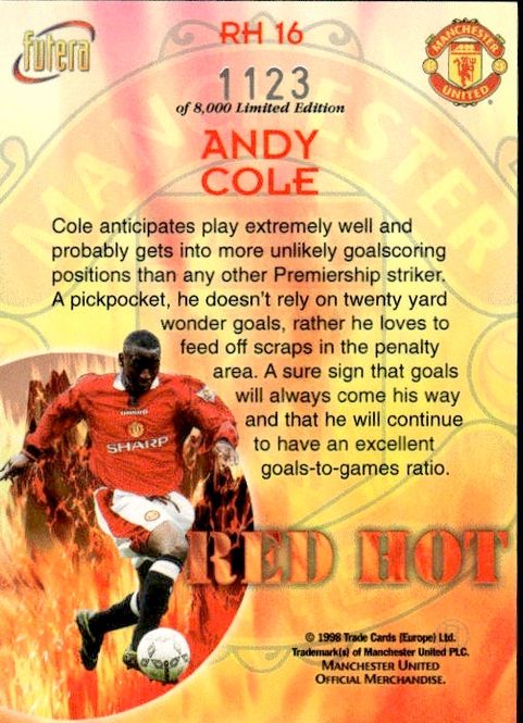 Main Image Andy Cole Red Hot 98 RH16 #1123/8000