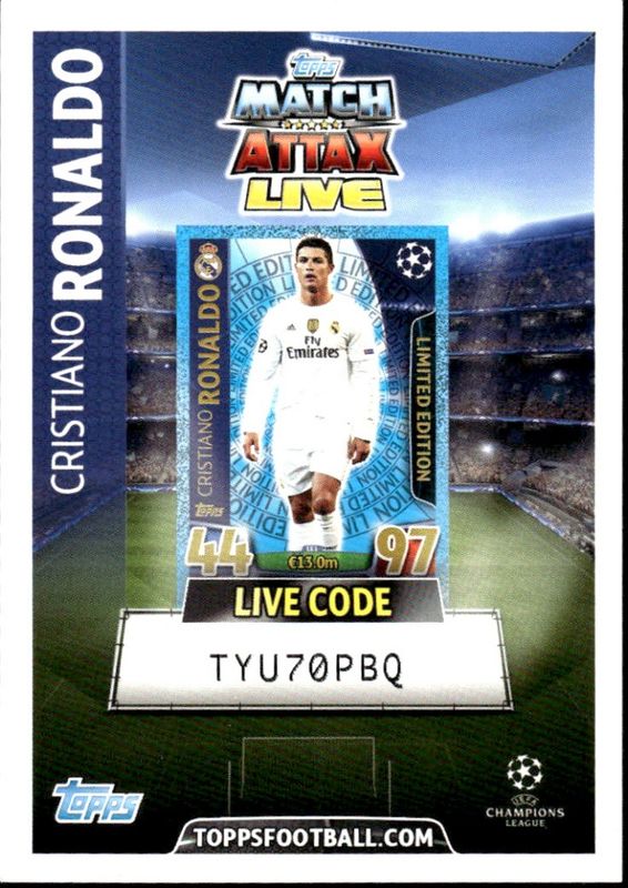 2015-16 Topps Match Attax UEFA Champions League Live Cristiano Ronaldo IPX41DWX