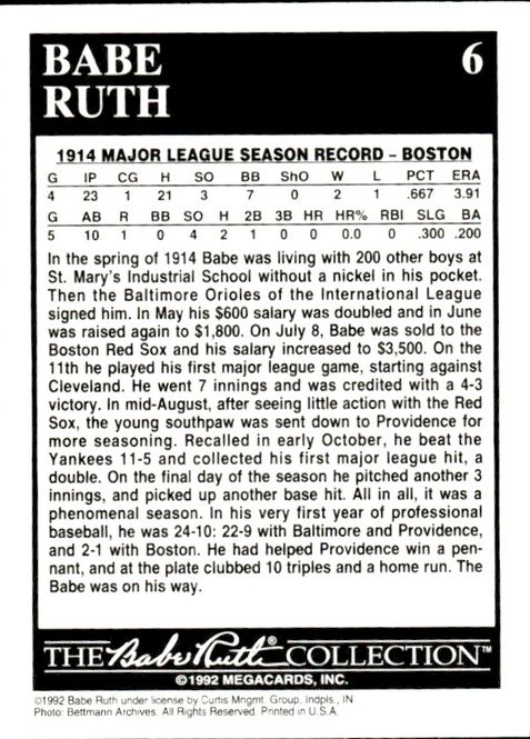 Hovedbilde 1992 The Babe Ruth Collection # 6 Year in Review