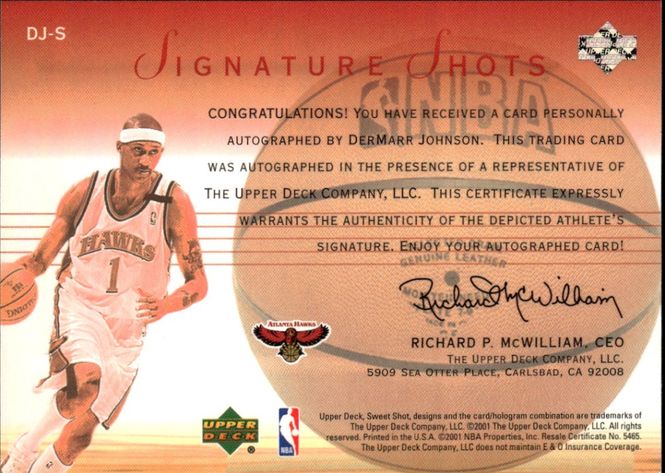 Main Image 2001-02 Upper Deck Sweet Shot Signature Shots ...